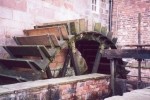 Brindley's 16 foot diameter water-wheel, which is the power source for Leek Corn Mill - Dec 2001.